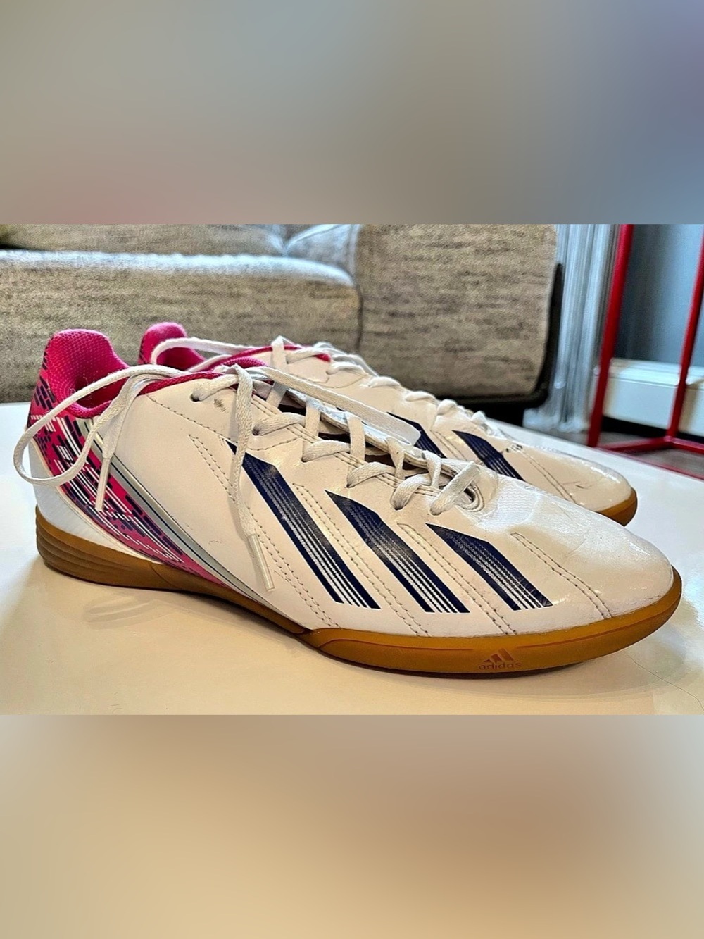 adidas Predator Indoor Soccer Sneakers White & Pink US 7